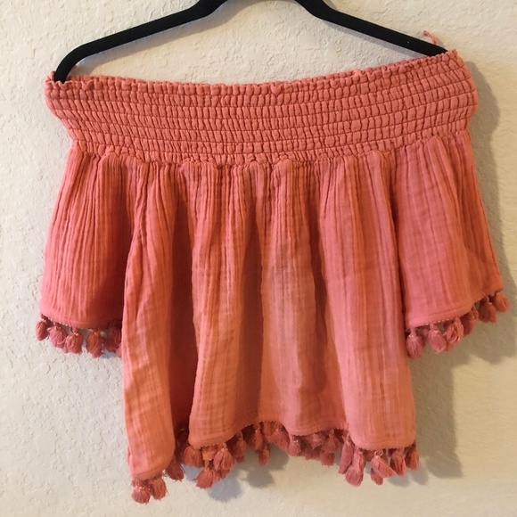 Michael Stars NWT Coral Tassel Trim Top - Picture 1 of 5
